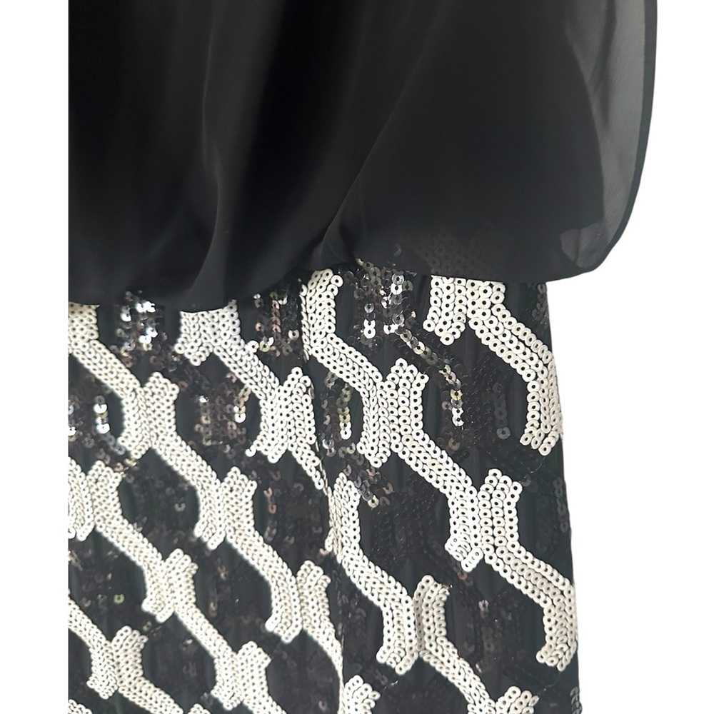 NWT Calvin Klein Black and White Sheath Sequined Mini Dress - Picture 3 of 10